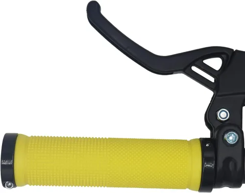 Vista 7 de PLATT - Puños de manillar de bicicleta con gomas de goma coloridas Puños de bicicleta cómodos para bicicletas BMX/MTB amarillo (Yellow+End Caps)