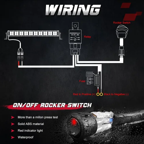 Vista 5 de OFFROADTOWN - Arnés de cableado, kit de arnés de cableado de 1 cable resistente para luces antiniebla, barra de luz de trabajo LED, vainas LED de 12
