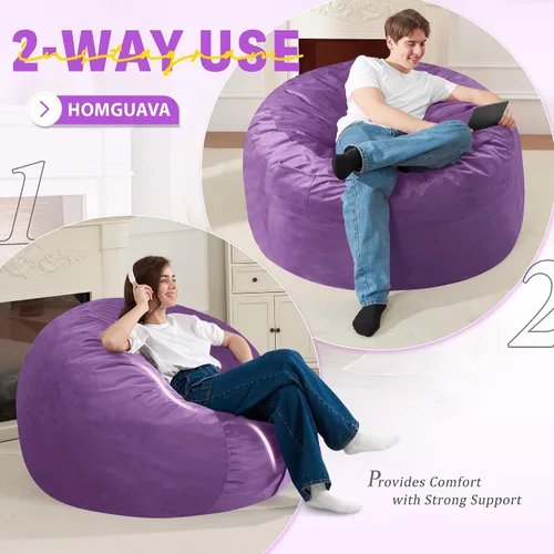 Vista 5 de Homguava - Sillón puff de 3 pies Sillón estilo puff grande de 3 pulgadas con relleno de espuma viscoelástica, sofá suave con funda de terciopelo