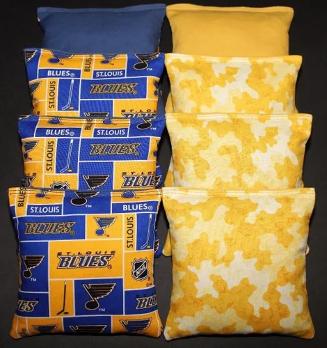 Vista 8 de BackYardGamesUSA Set of 8 Regulation Cornhole Bean Bags Made w Appalachian Mountaineers Fabric Style 120