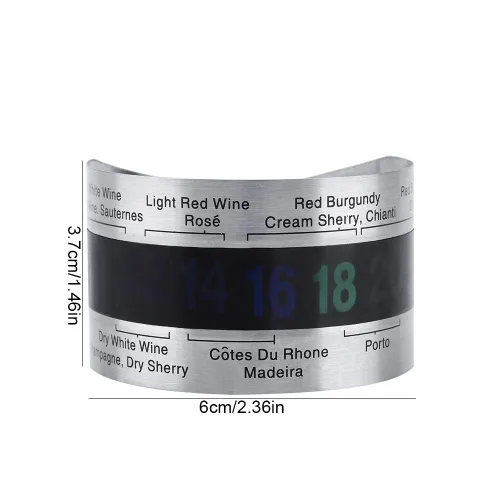 Vista 6 de Temperatura de la pulsera de temperatura del vino, termómetro LCD de vino de acero inoxidable, botella de cerveza, vinos tintos, pulsera sensor