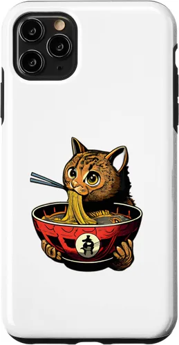 Vista 4 de Funda para iPhone 12 mini Ramen Cat Kawaii Anime japonés Kawaii Neko