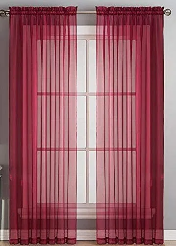 Vista 29 de Sapphire Home Cortinas traslúcidas negras de 63 pulgadas de largo, juego de 2 paneles de cortinas traslúcidas, filtrantes de luz, cortinas Negro