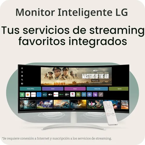 Vista 2 de LG 34SR60QC-W 34 pulgadas QHD (3440x1440) Monitor inteligente curvo con transmisión, pantalla ultraancha, webOS, HDR10, 100Hz, altavoz incorporado