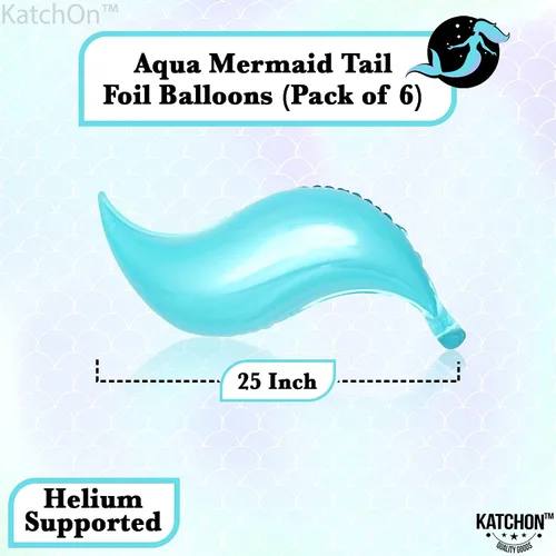 Vista 4 de KatchOn Globo azul con cola de sirena de 25 pulgadas, paquete de 6, globos para guirnalda de sirena, globo de aluminio para decoraciones