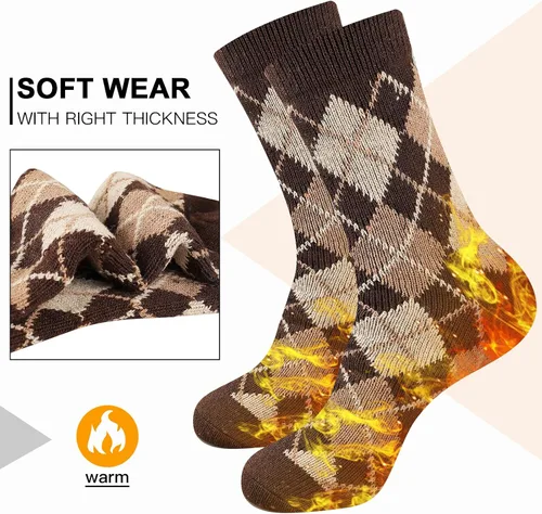 Vista 3 de Heatuff Calcetines de lana de invierno para hombre térmicos cálidos suaves 5 pares Normal Thick - Multicolor 2
