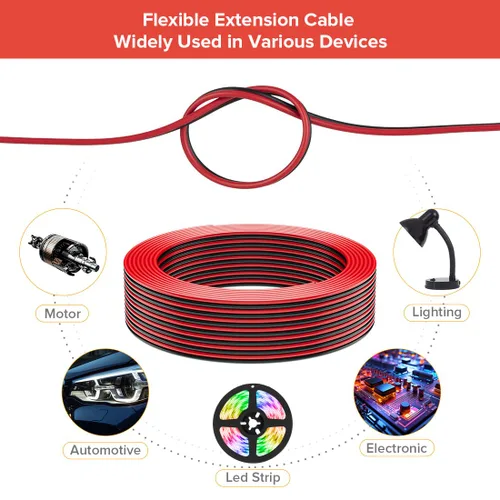 Vista 7 de BTF-LIGHTING - Cable de extensión de 18 AWG de 2 pines de 32.8 pies, componente reconocido por UL 2 Conductor Low Voltage Electrical Wire, For