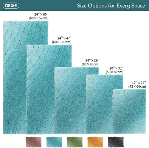 Vista 3 de DEXDE Tapete de baño de microfibra esponjosa, antideslizante, absorbente, color azul, 20 x 32 pulgadas