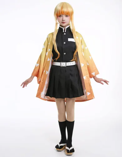 Vista 2 de Miccostumes Conjunto de uniforme de blusa y falda para mujer, kimono con abrigo