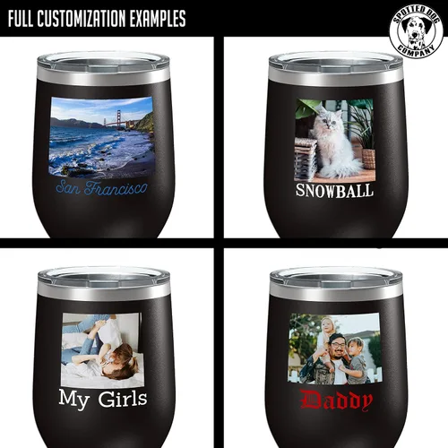 Vista 4 de Vaso de vino personalizado de 12 onzas (17 colores) para el Día de la Madre, con aislamiento térmico y recubrimiento en polvo, de acero inoxidable