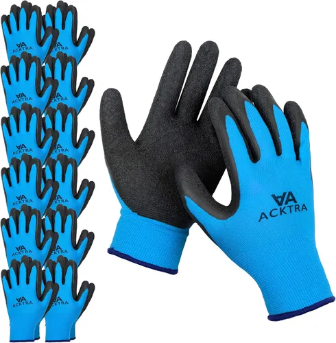 Vista 17 de ACKTRA - Guantes de trabajo de nailon recubiertos de poliuretano premium, 12 pares, puño tejido, para jardinería y uso general, para hombres