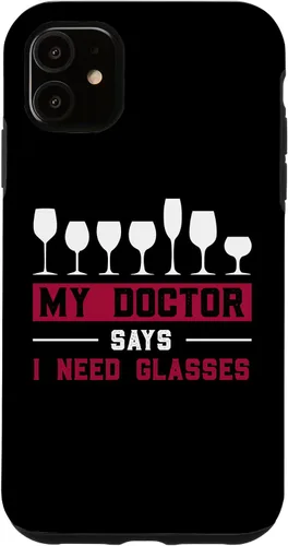Vista 8 de iPhone 12/12 Pro Wine Lovers Pun Funny Drinking My Doctor Says I Need Glasses Case