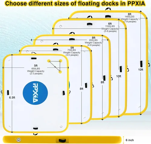 Vista 7 de Inflatable Dock- Floating Docks for Lakes 10ft 6ft 8ft 5ft, Inflatable Water Mat Island Float Blow Up Platform for River, Pool, Ocean