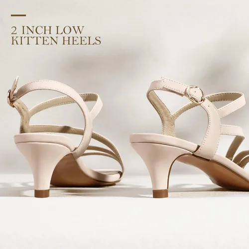 Vista 6 de IDIFU Sandalias elegantes con tirantes delgados de 2 pulgadas para mujer, tacón bajo de gatito, puntera abierta, zapatos de vestir para mujer y dama