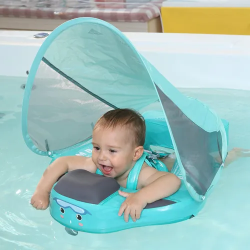 Vista 19 de Mambobaby Flotador con Cola para Bebé con Toldo, Flotador de Piscina Infantil, Entrenador de Natación para Bebés, Flotador de Agua sin Aire, Ángel