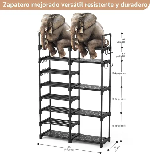 Vista 3 de ROJASOP Organizador de zapatos, zapatero de metal de 8 niveles para armario, entrada, garaje, 26-32 pares de estantes altos de almacenamiento