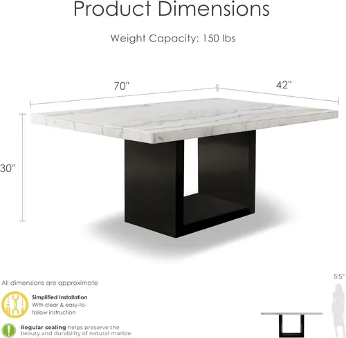 Vista 4 de HOMES: Inside + Out Doxon - Juego de mesa de comedor contemporánea de 7 piezas, color beige