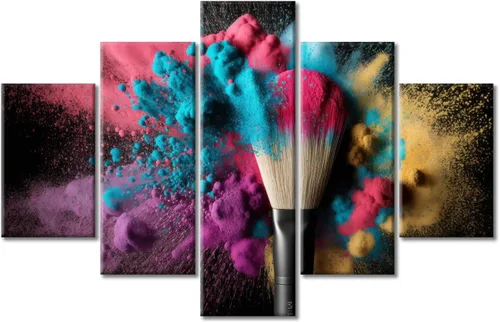 Vista 21 de Póster abstracto de labios de niña, cuadros dorados sobre lienzo, arte de pared, hermosos pósteres e impresiones en lienzo de 5 piezas, arte