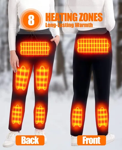 Vista 2 de HEATEDTEK Pantalones térmicos para mujer 8 almohadillas de calefacción 3 controles de temperatura sin batería