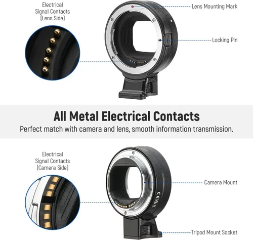 Vista 7 de NEEWER Adaptador de montaje EF a EOS R, lente EF/EF-S a cámara de montaje RF, anillo convertidor de enfoque automático compatible con Canon EOS R Ra