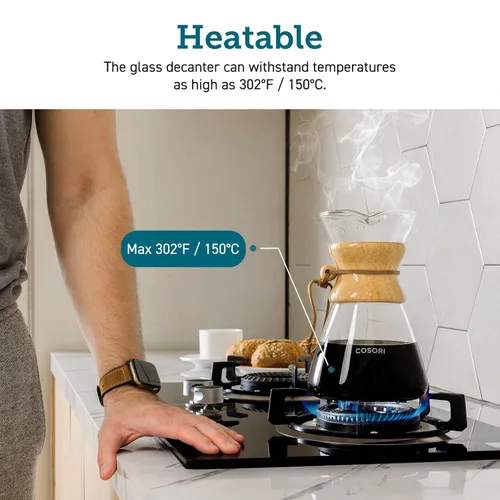 Vista 7 de COSORI Hervidor eléctrico de cuello de cisne inteligente Bluetooth con control de temperatura variable, negro y cafetera para verter sobre con acero