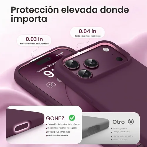 Vista 3 de GONEZ Funda magnética para iPhone 17 Pro, compatible con MagSafe, forro de microfibra antiarañazos y protector de pantalla, control de cámara
