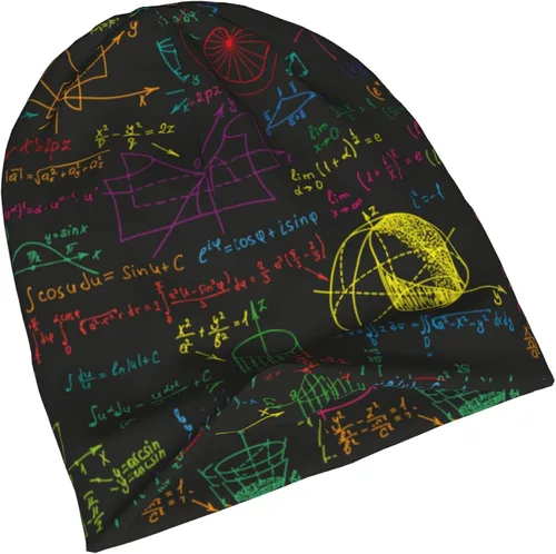 Vista 2 de Math Science Formulas Beanie Hat para hombres y mujeres, gorro de invierno cálido sombrero de punto holgado grueso gorra de calavera, Fórmulas