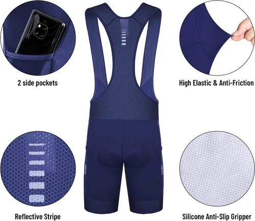 Vista 2 de Przewalski Culotte corto con bolsillos para teléfono, con acolchado 4D, transpirable, para ciclismo