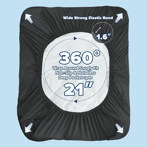 Vista 4 de ELVEN HOME Protector de colchón de tamaño individual para aliviar el dolor, cubrecolchón refrescante individual para cama individual, funda Negro
