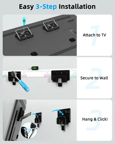 Vista 8 de Soporte de pared para TV ultradelgado compatible con televisores planos y con marco de 14"-80", perfil bajo de 0.3" de micro-espacio, aspecto
