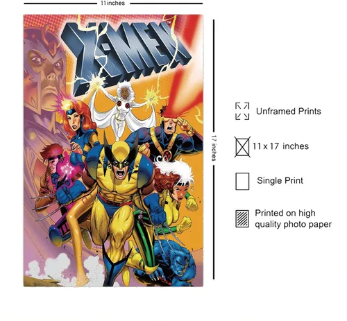 Vista 2 de Christ-EZ Anime Cartoons X-Men The Animated Series - Póster de pared para decoración del hogar, póster mate, sin marco, regalo de 11 x 17 pulgadas