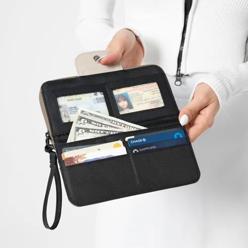 Vista 22 de Sherpani Tulum, cartera grande de nailon con cremallera alrededor, cartera con tarjetero organizador para mujer