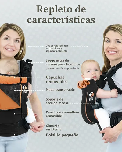 Vista 3 de TwinGo Portabebés - Modelo Air - Negro clásico - Ideal para todas las estaciones - Malla transpirable - Tándem totalmente ajustable o 2 portabebés