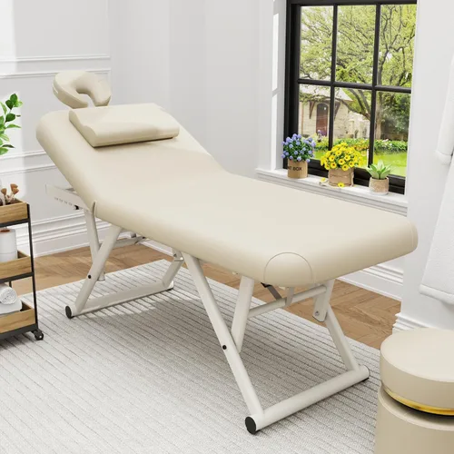 Vista 6 de pouseayar Mesa de masaje ajustable con almohada facial y reposacabezas, resistente y sólida, silenciosa y fácil de ajustar para mesa de tratamiento