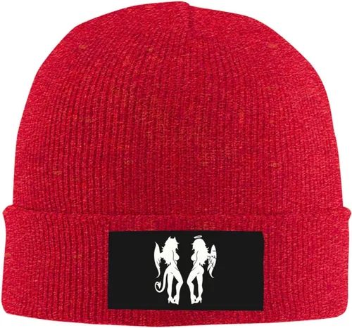 Vista 2 de Angel Devil Knit Beanie Hats Men Women Black Winter Hats Skull Caps Warm Classic Slouchy