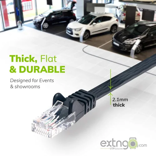Vista 4 de Extensor de cable Ethernet CAT6 retráctil de 33 pies - Cable de red portátil plano con conectores RJ45 macho-hembra, velocidad de 1 Gbps, carrete UTP