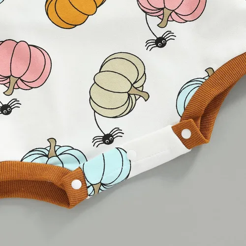 Vista 5 de Traje de Halloween para bebé y niña, camiseta y pantalones divertidos de fantasma, manga larga, cuello redondo, ropa linda