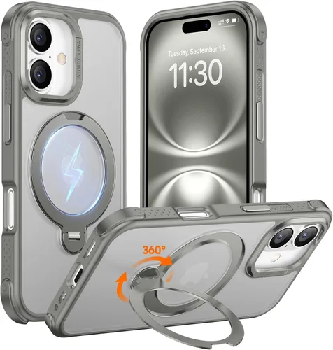 Vista 22 de Magnética para iPhone 12 e iPhone 12 Pro Funda, [con Soporte de Anillo Magnético Invisible Giratorio 360°][A Prueba de Golpes][Compatible