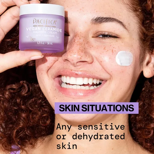Vista 7 de Crema Facial Pacifica - Crema de Barrera de Ceramida Vegana con Niacinamida y Manteca de Karité - Hidratante Crema Facial Diaria Libre de Fragancia