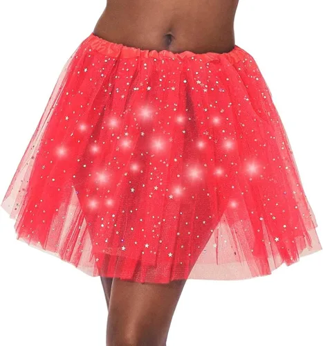 Vista 3 de DRESBE Falda LED para mujer, tutú iluminado, falda de tul brillante, para baile, fiesta, rave, festival, ropa de Halloween