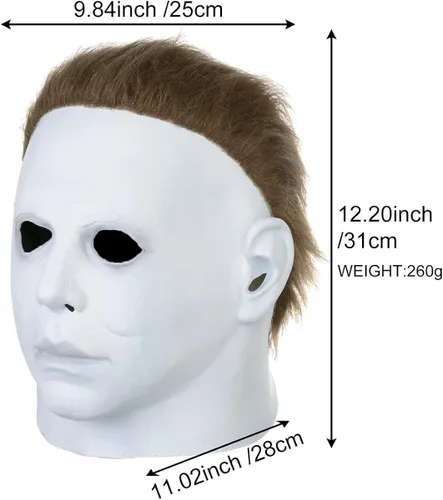 Vista 2 de Máscara de Halloween Michael Myers disfraz de cosplay de terror máscaras faciales de látex aterradoras ideal para fiestas de disfraces Pascua
