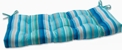 Vista 24 de Pillow Perfect - Cojín capitoné a rayas, resistente a la intemperie y la decoloración, para sofá de mimbre/columpio de exterior, bordes cuadrados