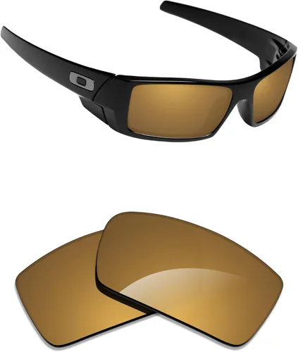 Vista 17 de Alphax Polarized Replacement Lenses for Oakley Gascan OO9014 60mm Sunglasses Glare Reduction Precision Cutting Espejo de oro de 24 quilates