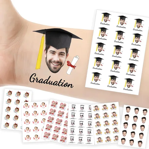 Vista 28 de Tatuajes temporales personalizados con foto y nombre, logotipo personalizado para adultos, niños, mujeres, hombres, regalo de boda, cumpleaños