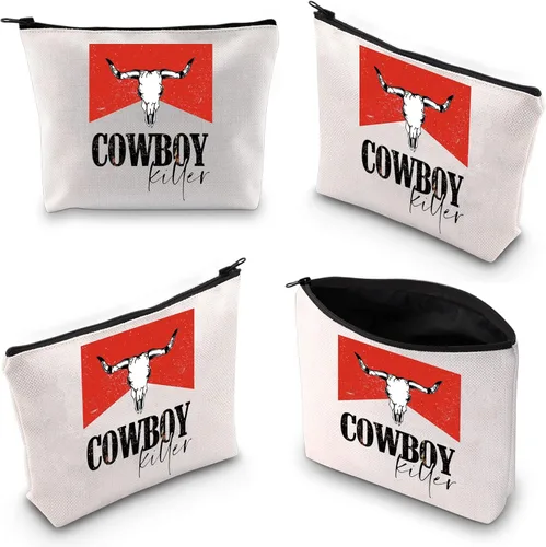 Vista 7 de BLUPARK Cowboy Killer Bolsa de cosméticos Western Cowgirl Regalo Mujeres Salvaje Vintage Western Rodeo Bolsa con cremallera Bolsa Gráfica Bull