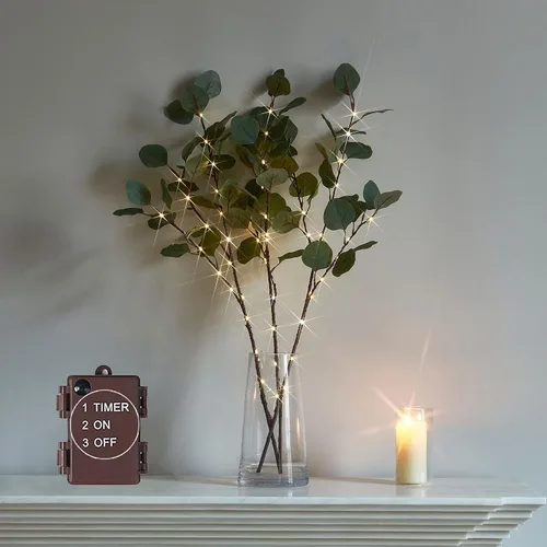 Vista 12 de LITBLOOM - Ramas de sauce marrón iluminadas, de 32 pulgadas, 100 luces LED con temporizador que funcionan con baterías, ramas de árbol con luces