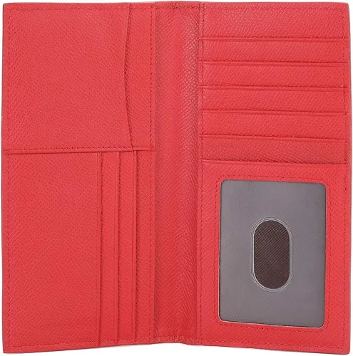 Vista 2 de Cartera larga delgada de cuero para tarjetas de identificacióncrédito con bloqueo RFID M
