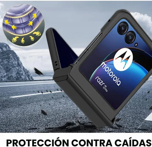Vista 5 de Ninki Funda con tapa para Motorola Razr Plus 2023 y Razr 40 Ultra - Protector de bisagra, carcasa de PC a prueba de golpes, color negro