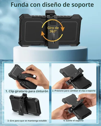 Vista 8 de FNTCASE for Samsung Galaxy A14-5G Case with Slide Camera Cover & Holster Black Matte