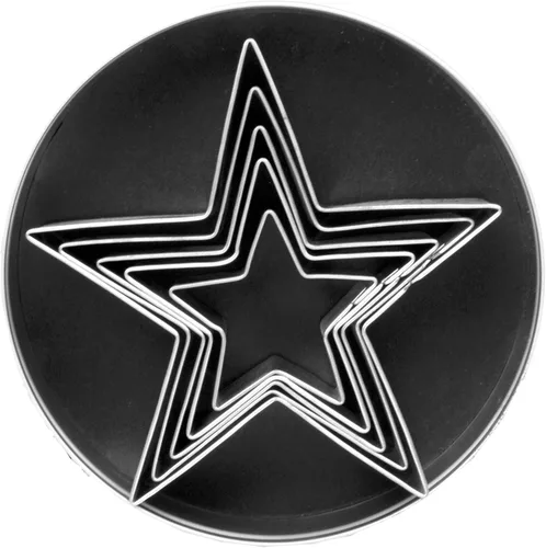 Vista 5 de Fox Run Cortadores de galletas de estrella de acero inoxidable, juego de 5 cortadores en forma de estrella